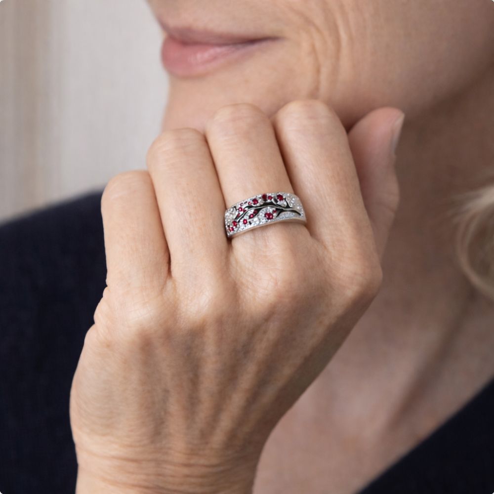 Ruby Blossom Tree Ring