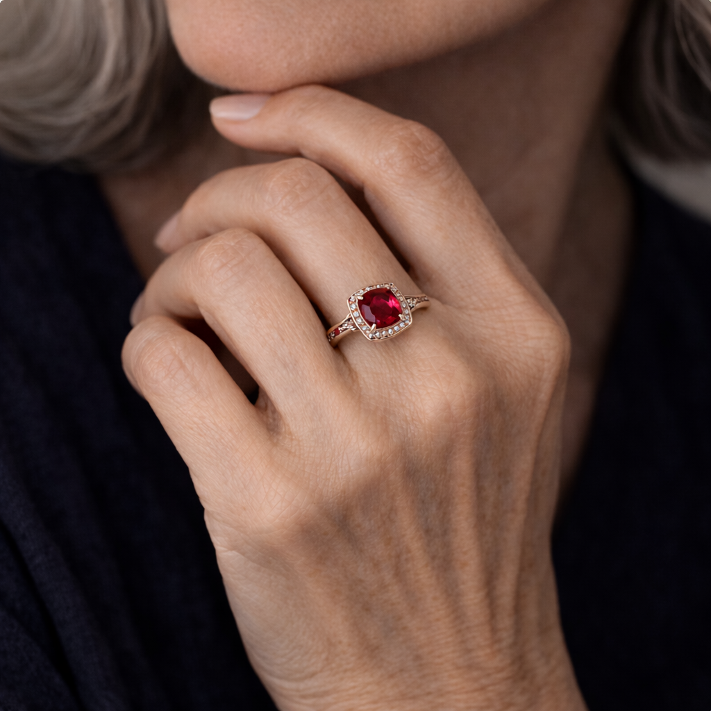 Ruby Halo Statement Ring