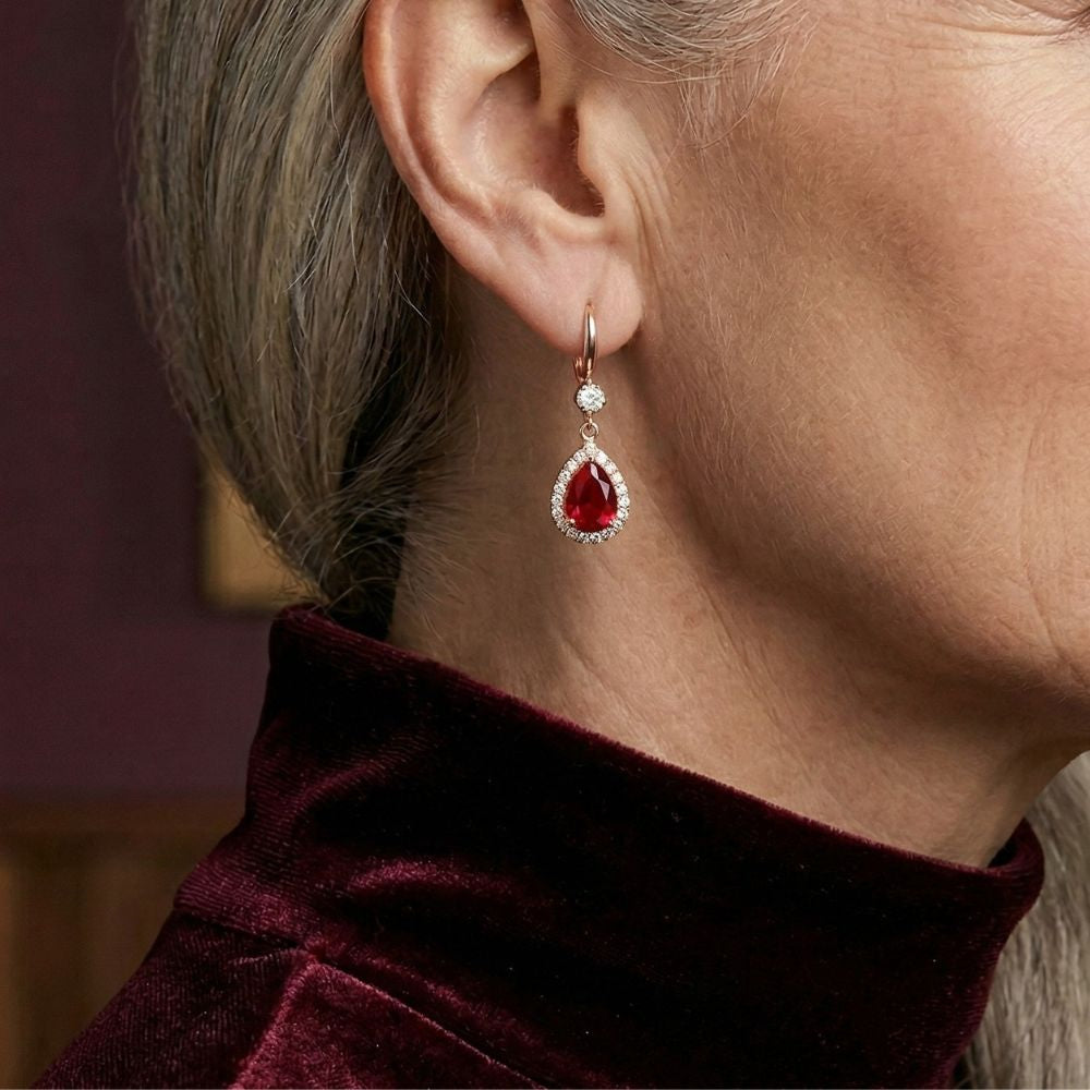 Ruby Teardrop Earrings