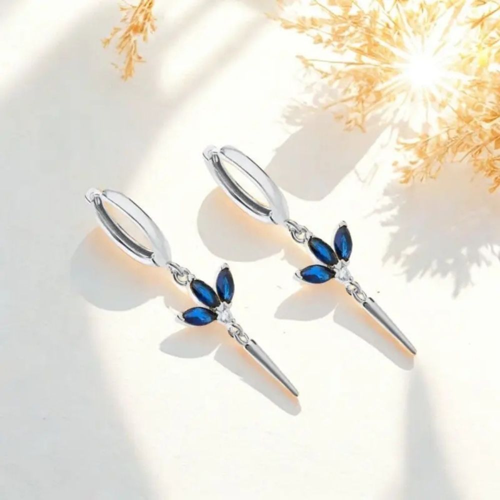 Stylish Blue Silver Earrings