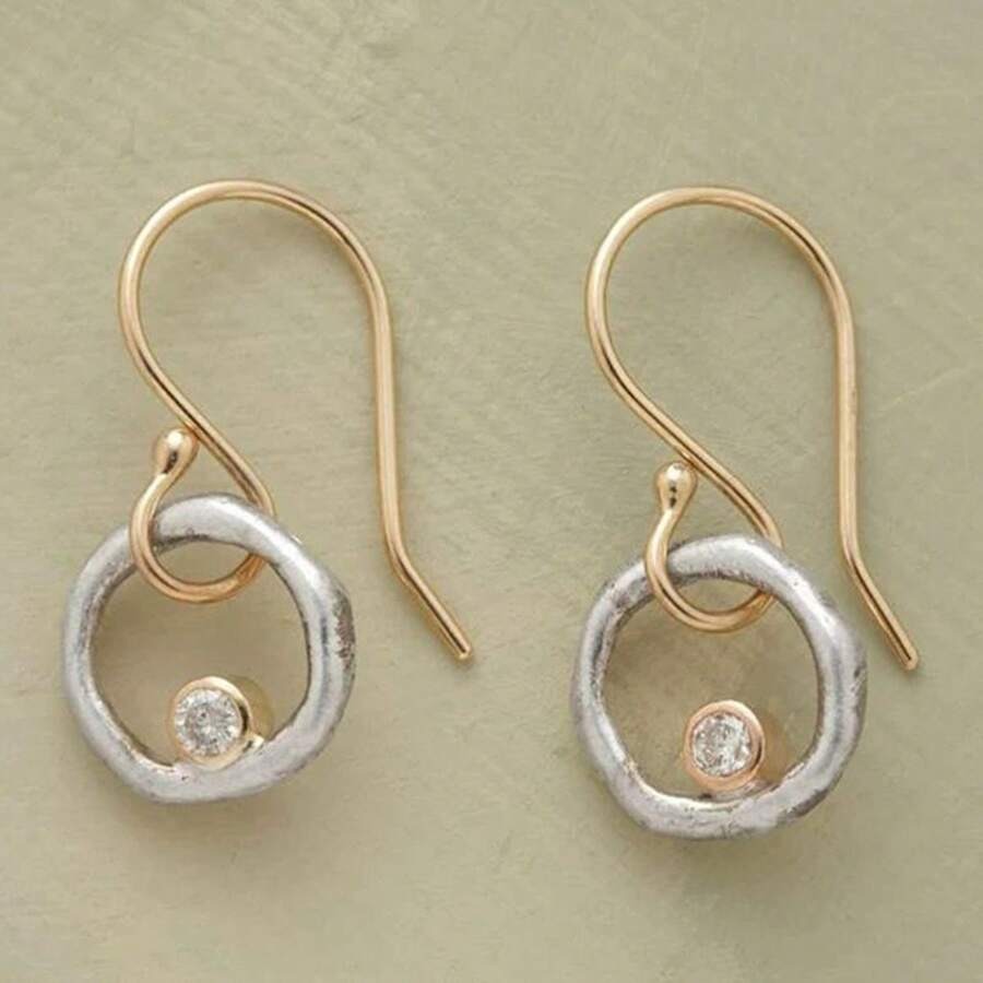 Vintage Silver Plated Hollow Circle Earrings