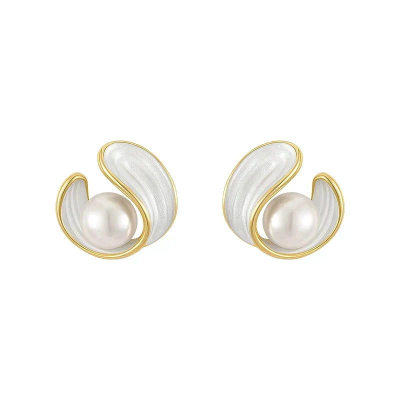 Luxury White Opal Earrings with Pearls in Gold