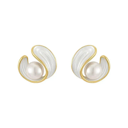 Luxury White Opal Earrings with Pearls in Gold