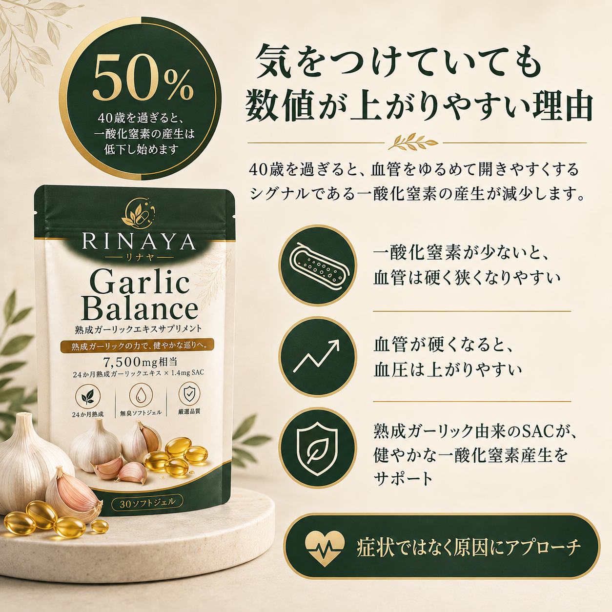 熟成ニンニクエキス™ by RINAYA — 血圧の数字だけでは見えない、血管の健康に着目
