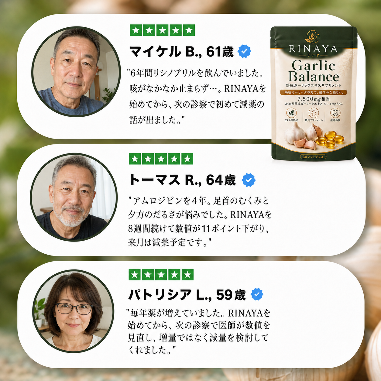 熟成ニンニクエキス™ by RINAYA — 血圧の数字だけでは見えない、血管の健康に着目