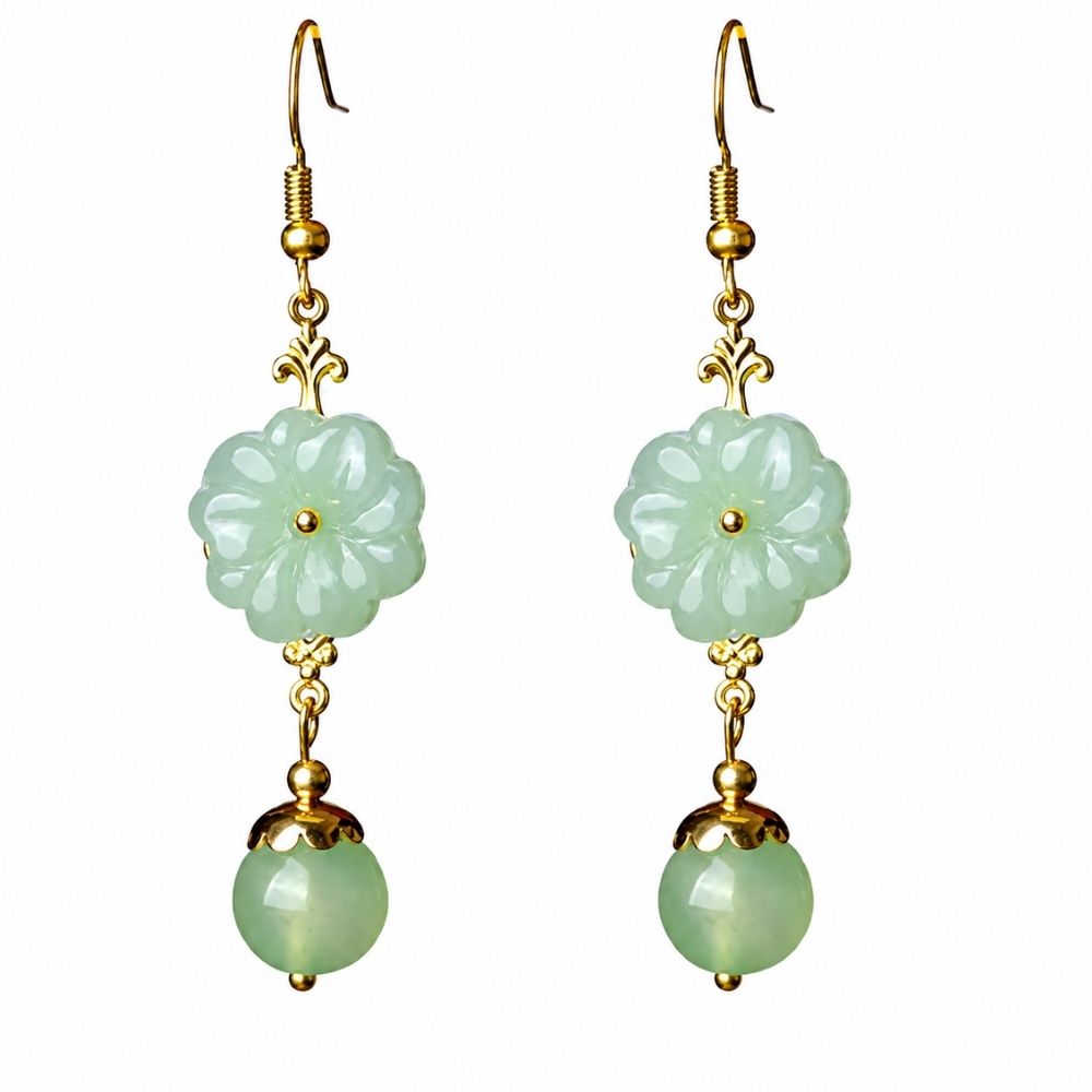 Boho Earrings with Turquoise Flower and Pearl