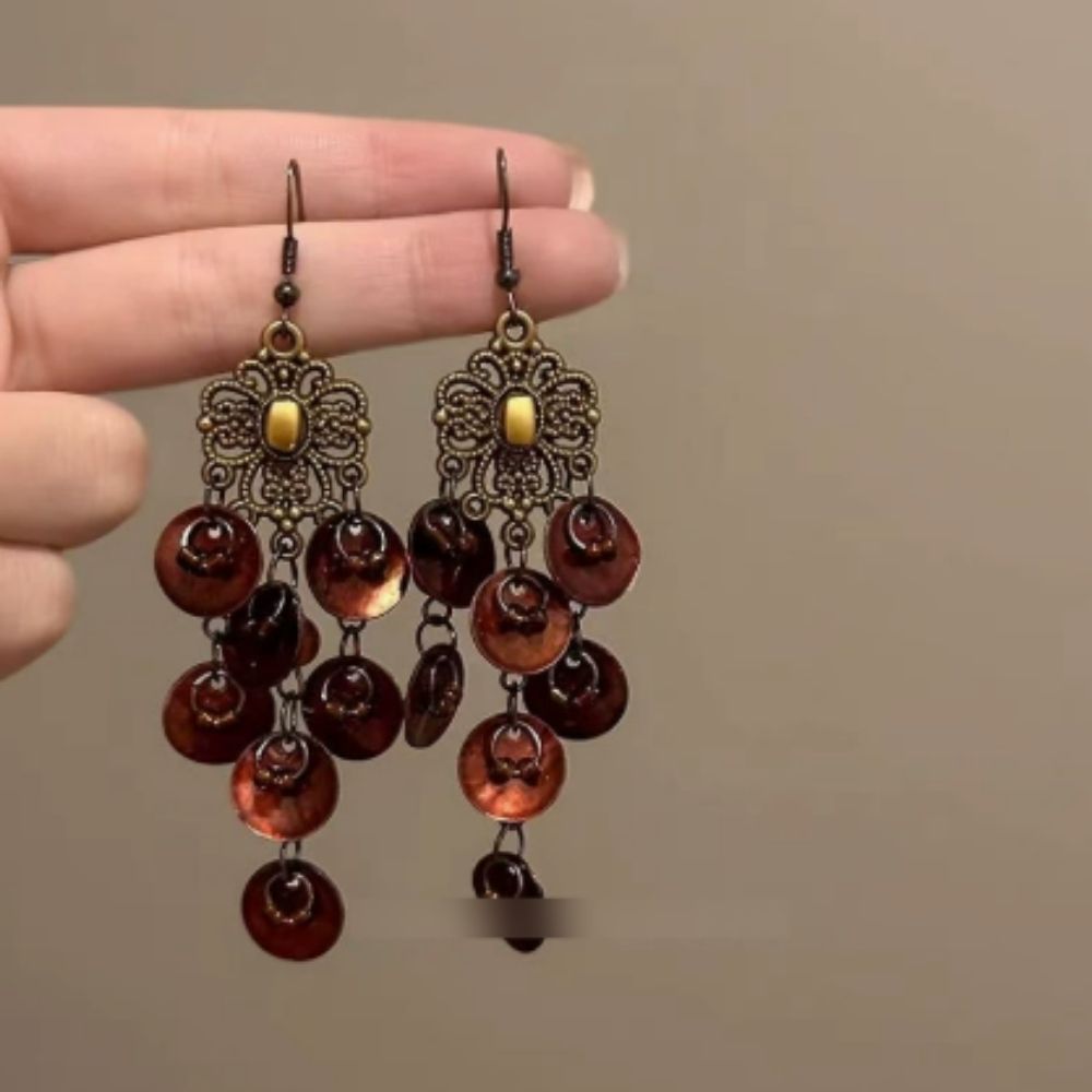 Red Crystal & Pearl Earrings