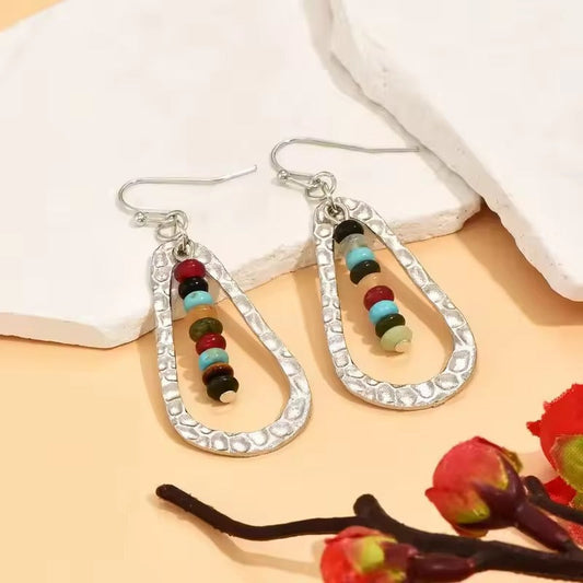 Vintage Handpainted Stones Earrings