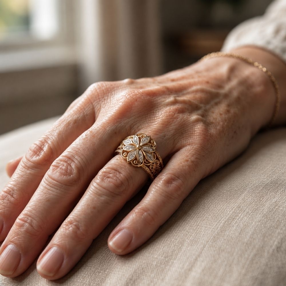 Exotic Floral Zirconia Gold Ring