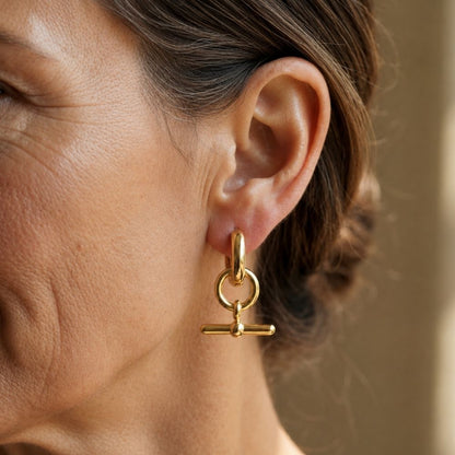 Everyday Gold Bar Hoop Earrings