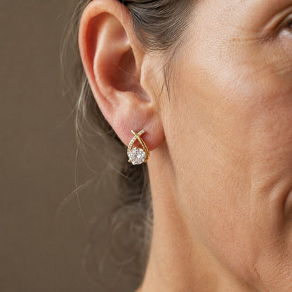 Luxury Twisted Teardrop Cubic Stud Earrings