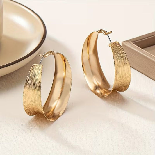 Vintage Golden Hollow Hoop Earrings