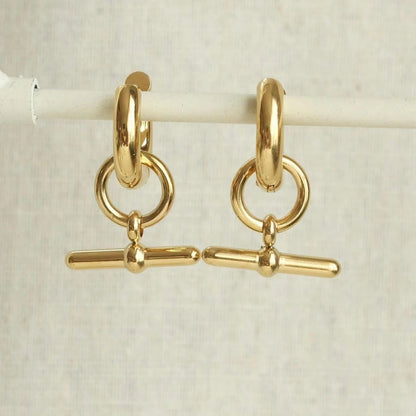 Everyday Gold Bar Hoop Earrings