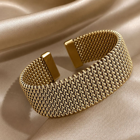 Vintage Braided Mesh Open Classic Bracelet