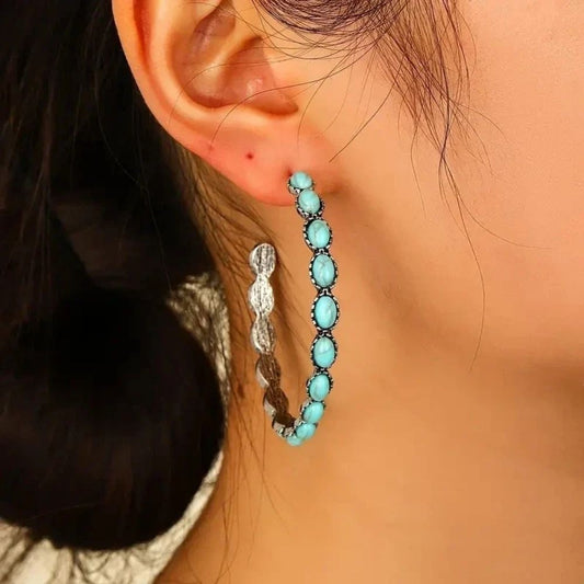 Vintage Bohemian Turquoise Circle Earrings