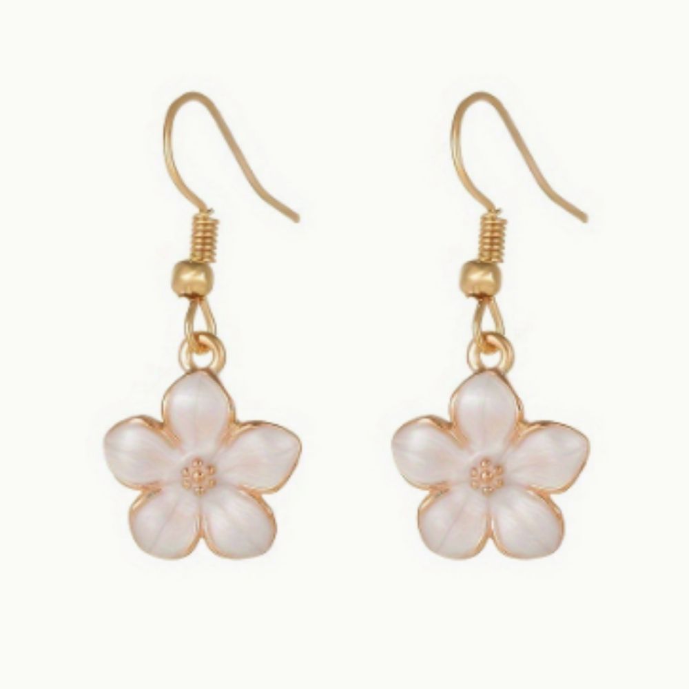 Flower Pearl Dangling Earrings