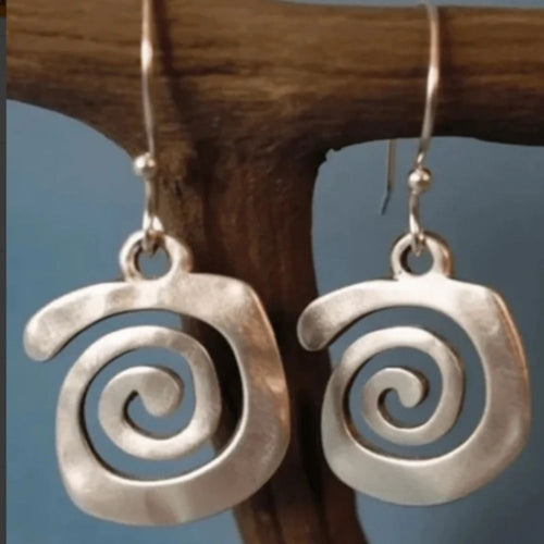 Vintage Spiral Silver Plated Earrings