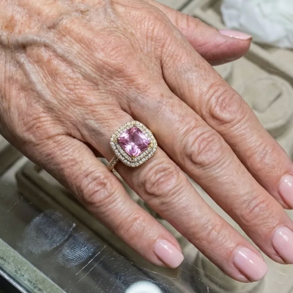 Cushion Pink Sapphire Gold Ring
