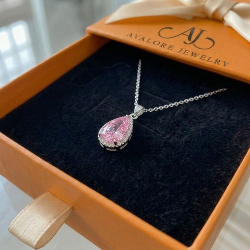 Pink Teardrop Necklace