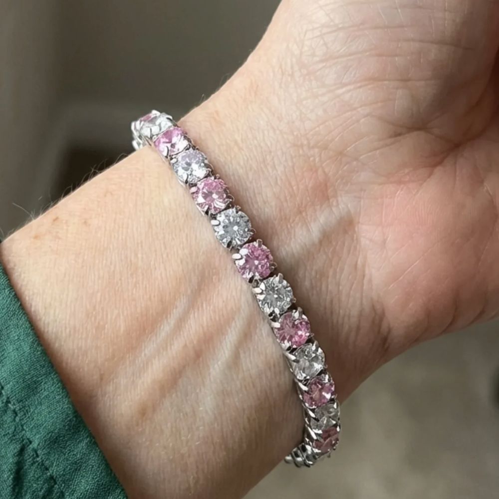 Pink Sapphire Duo Tennis Bracelet