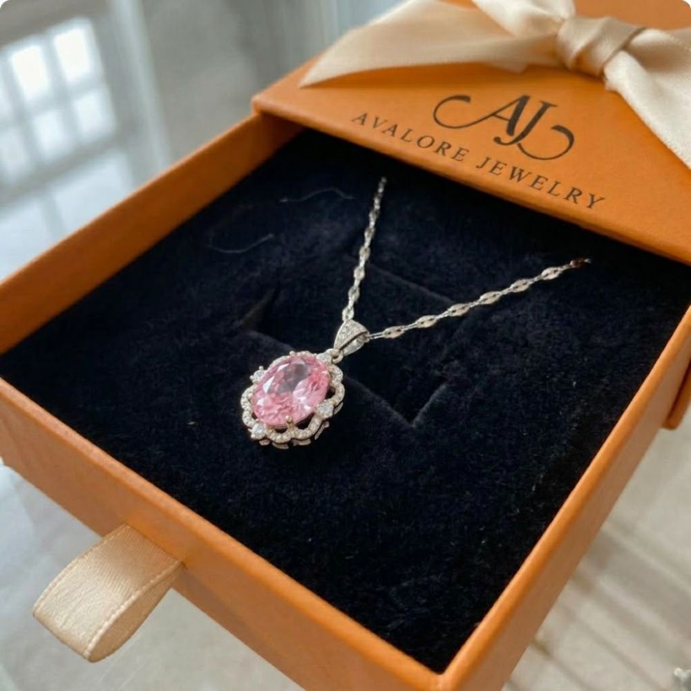 Rose Oval Crown Halo Necklace