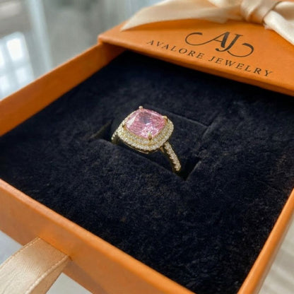 Cushion Pink Sapphire Gold Ring
