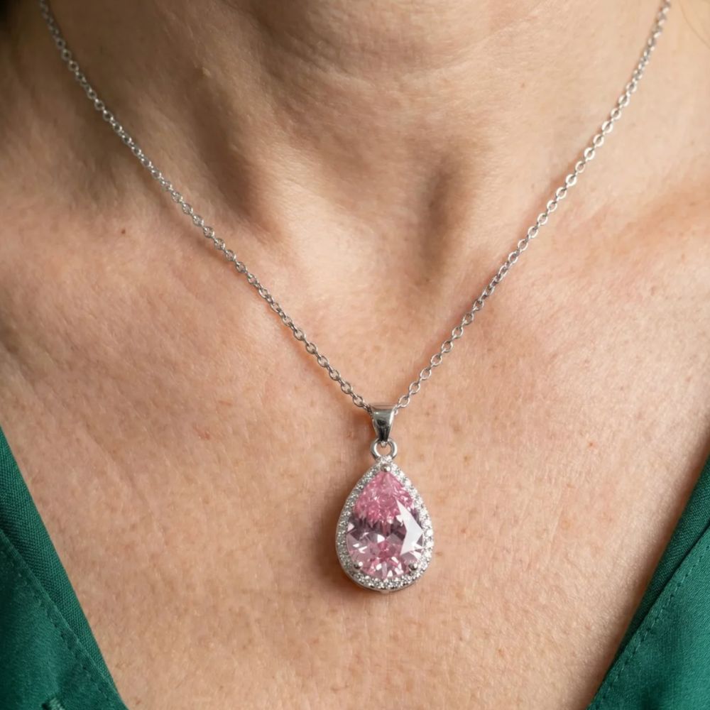 Pink Teardrop Necklace