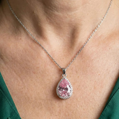 Pink Teardrop Necklace