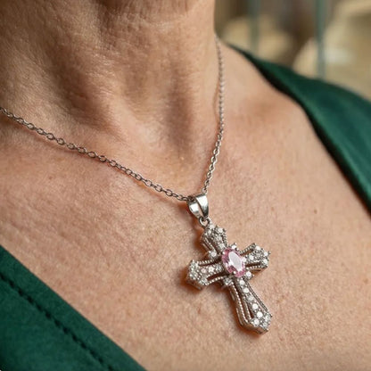 Celestial Pink Cross Necklace