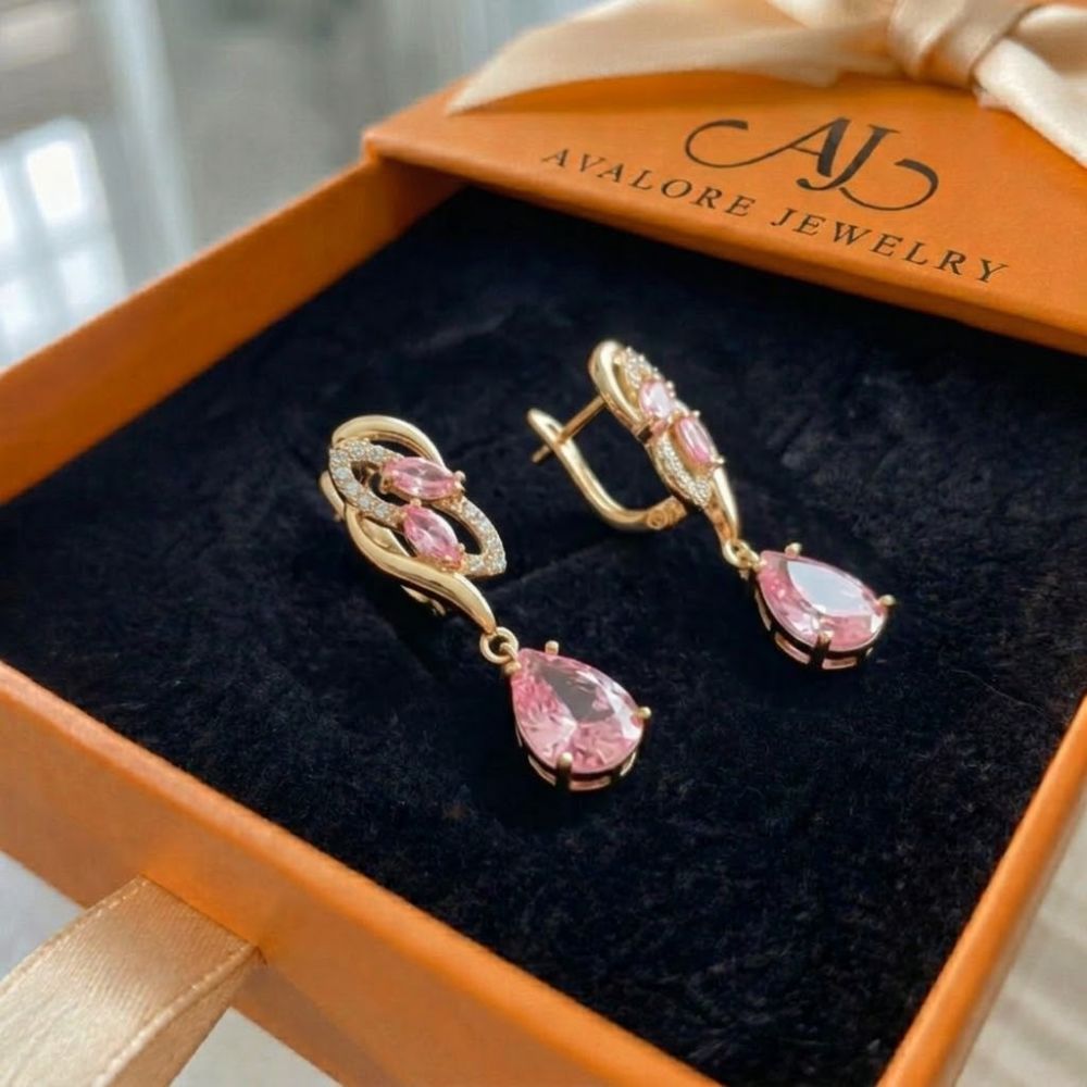 Pink Sapphire Glimmer Drop Earrings