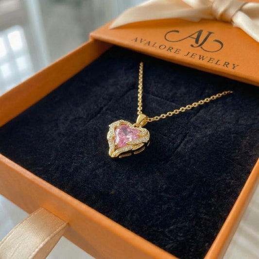 Angel Embrace Pink Heart Necklace