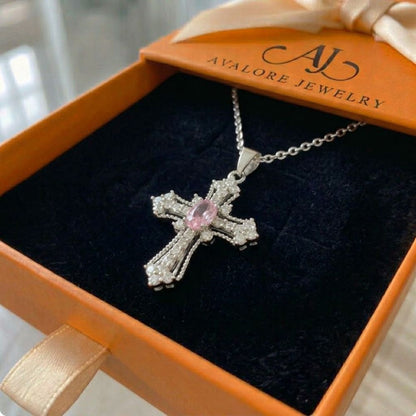 Celestial Pink Cross Necklace