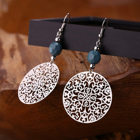Vintage Mandala Silver Earrings