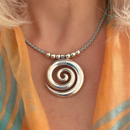 Vintage Spiral Silver Necklace