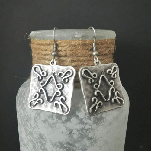 Vintage Silver Square Earrings
