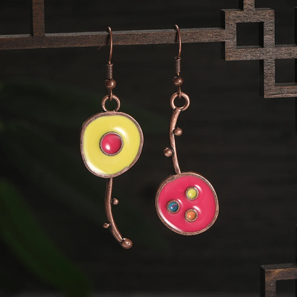 Vintage Rounded Enamel Earrings