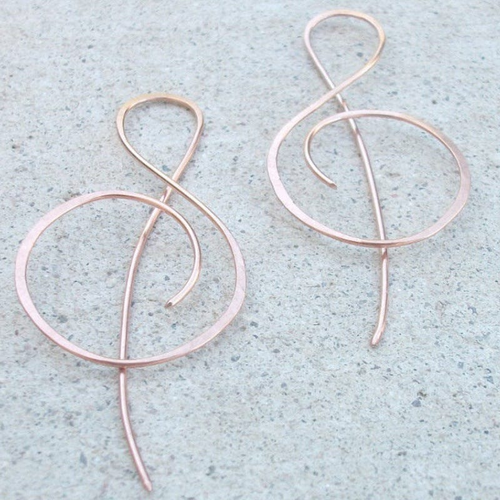 Vintage Rose Gold Clef Earrings
