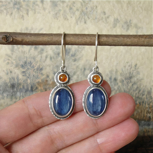Vintage Red and Blue Stone Earrings