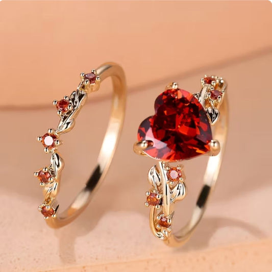 Redvine Heart Accent Ring Set