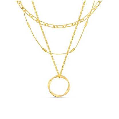 Open Circle Three Row Necklace