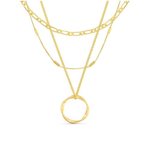 Open Circle Three Row Necklace