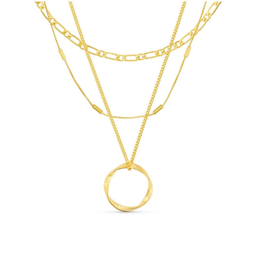 Open Circle Three Row Necklace