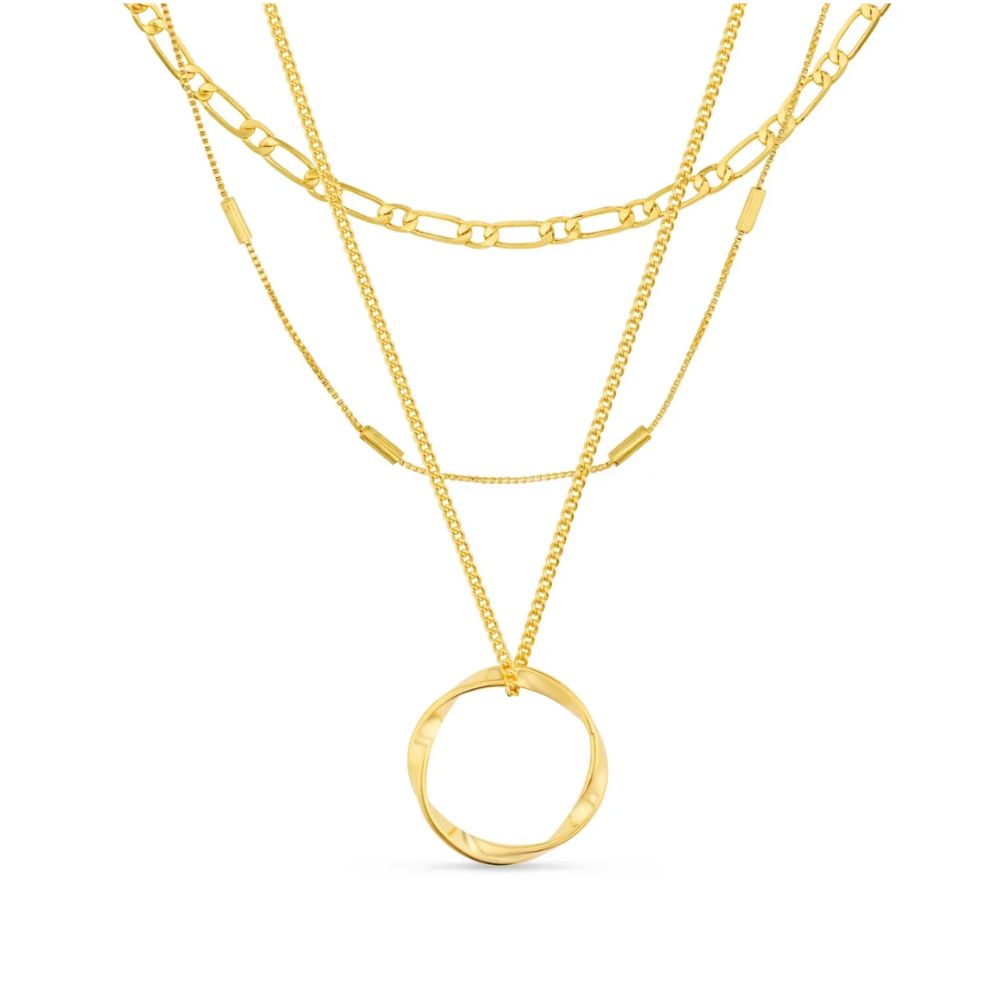Classic Three Row Gold Necklace