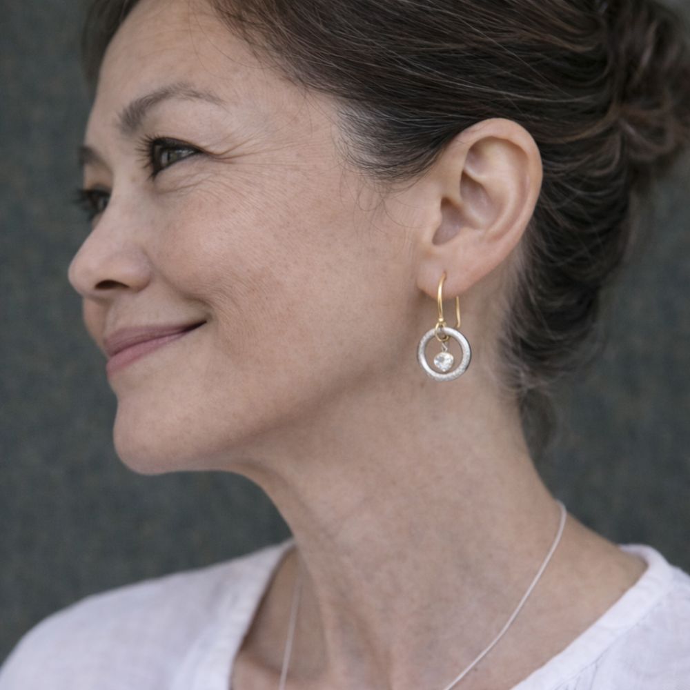 Vintage Gold & Silver Zirconia Earrings