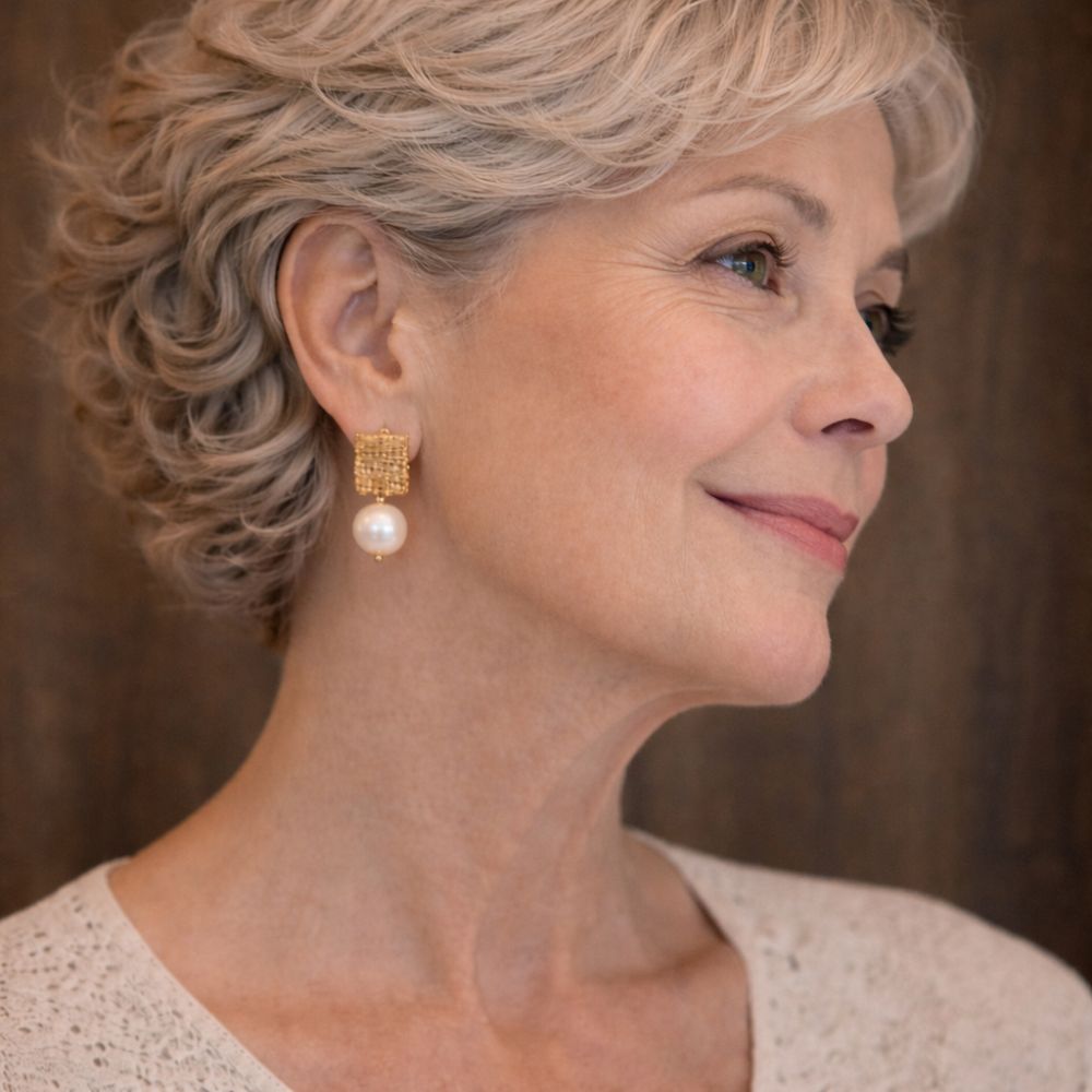 Vintage Golden Threads with Pearls Earrings